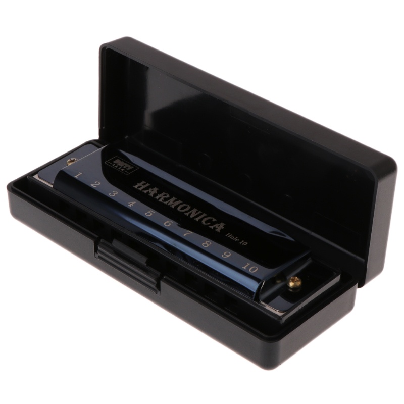 Kèn harmonica tông Đô 10 lỗ dùng để chơi nhạc Blues và làm đồ chơi giáo dục kèm hộp đựng