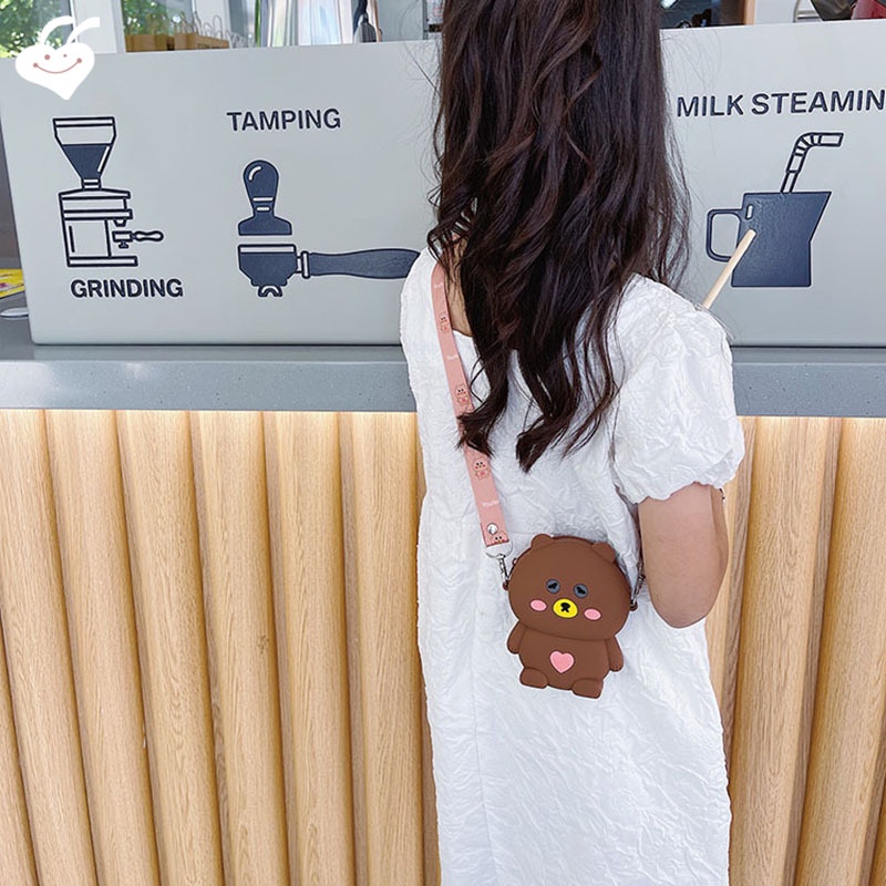 Túi Đeo Chéo Silicon Mini Đa Năng In Họa Tiết Hoạt Hình Dễ Thương Dành Cho Nữ