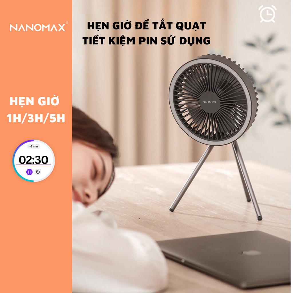 Quạt Tích Điện Đa Năng NANOMAX DQ212, Để Bàn, Treo Tường, Tích Hợp Đèn LED, Pin Dự Phòng, Giá Đỡ Tripod, Du Lịch, Cắm Tr