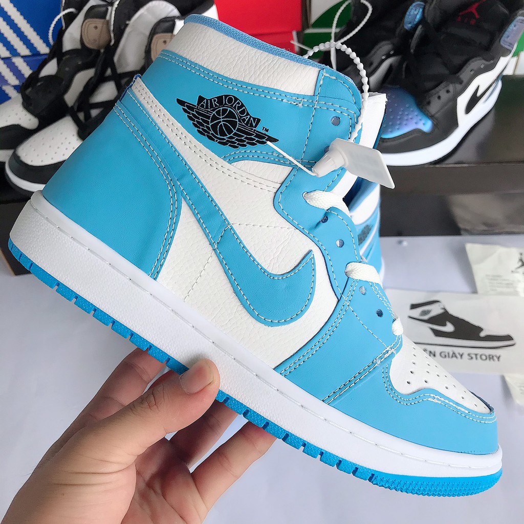 Giày jordan xanh loang, giày thể thao nữ jd xanh dương cổ cao nam nữ đủ size 36-43 hàng cao cấp