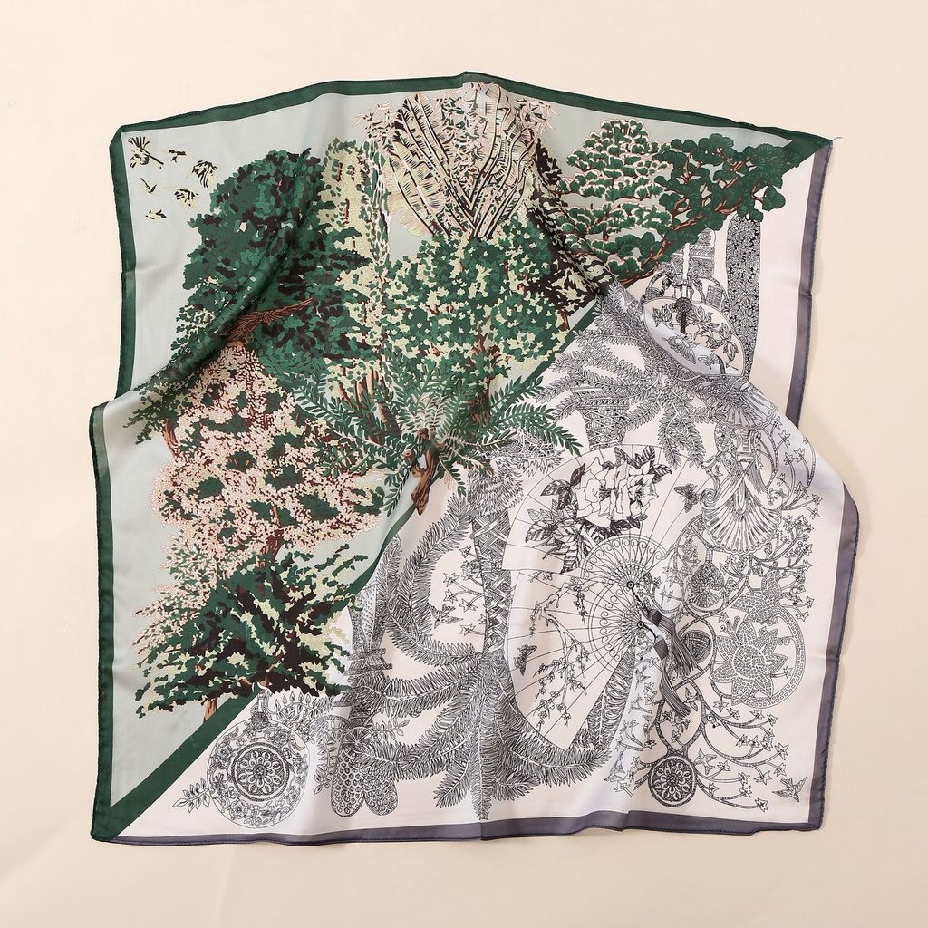 Khăn Choàng Lụa Satin Hình Vuông Nhỏ In Họa Tiết Dân Tộc Cổ Điển Kiểu Mới Dành Cho Bạn Nữ [24H Shipping]