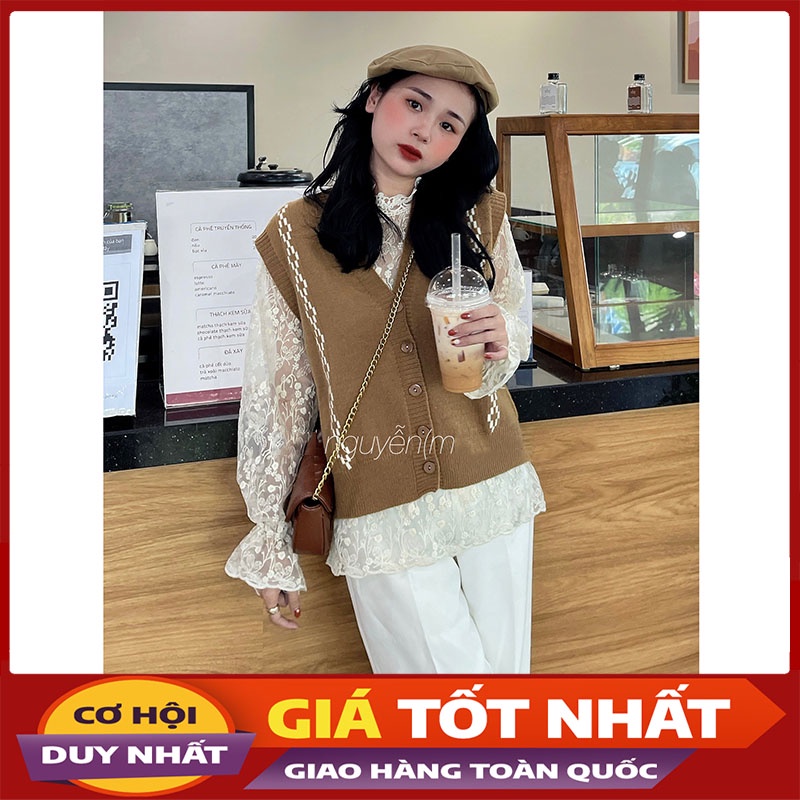 Sét Áo Gile Phối Sơ Mi Ren Cực Xinh M519-Violet