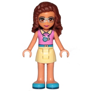 Nhân vật Lego Friends Minifigure chính hãng Friends Olivia, Bright Light Yellow Skirt, Dark Pink Top