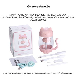 Mèo Phun Sương 3 In 1 ( Đèn , Quạt , Phun Sương )