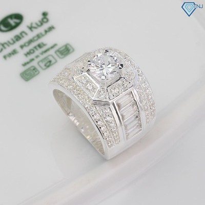 Nhẫn nam bạc thật bản to đính đá cao cấp NNA0168 Trang Sức TNJ