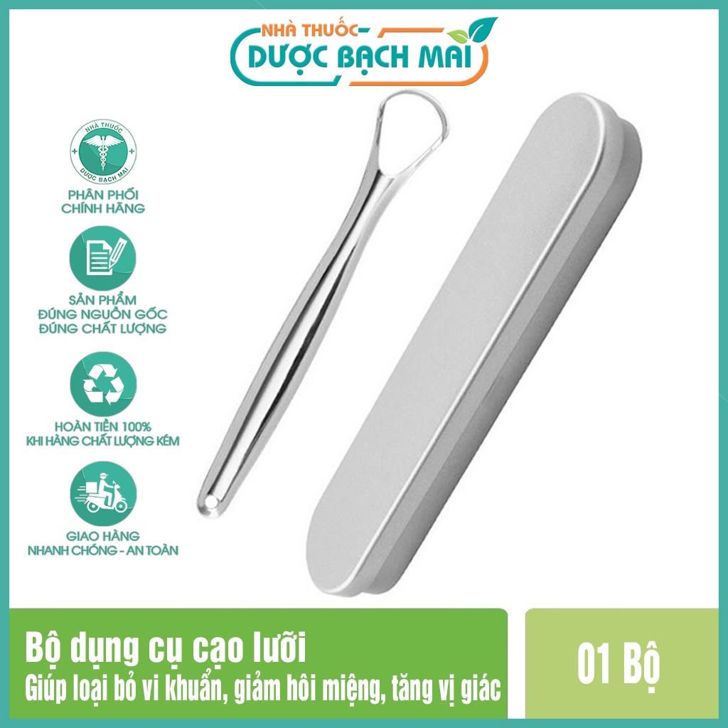 Dụng cụ cạo lưỡi, Dụng cụ vệ sinh lưỡi inox cao cấp kèm hộp - Giúp loại bỏ vi khuẩn, giảm hôi miệng, tăng vị giác