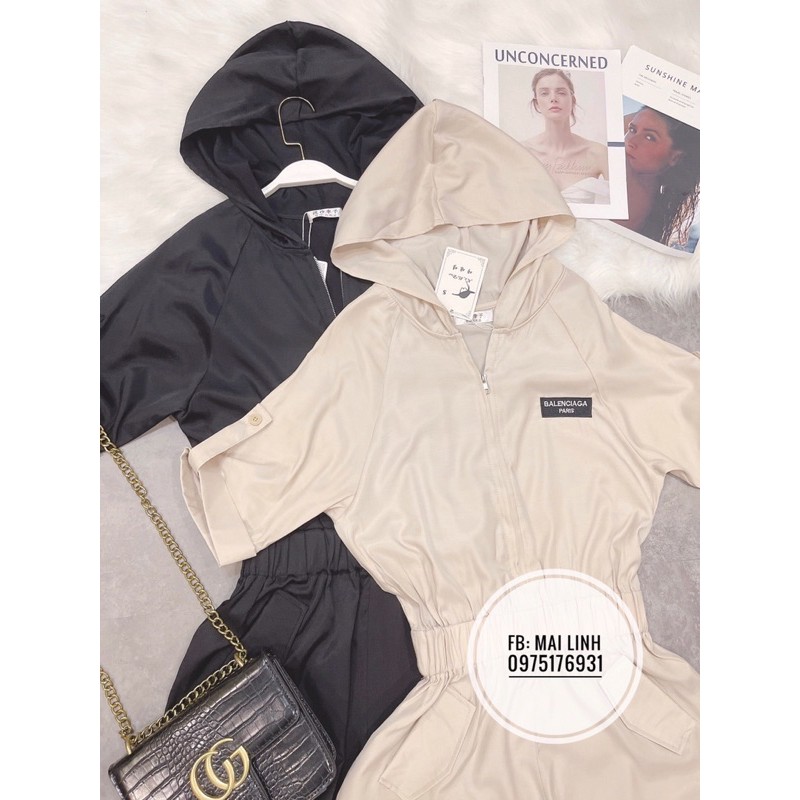 ⚡️BÁN SỈ⚡️Jumsuit eo chun phối mũ 2 màu đen be | BigBuy360 - bigbuy360.vn