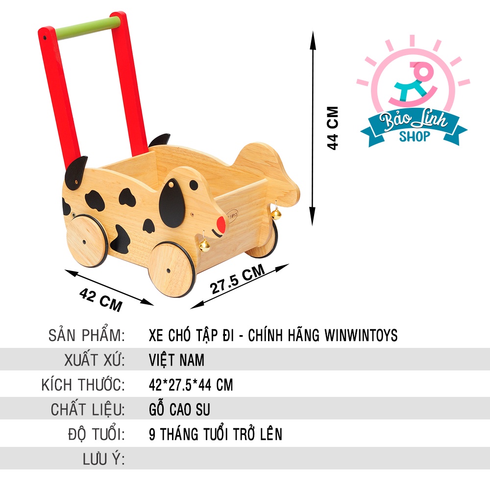 Xe tập đi hình chó - Giúp bé tập đứng vịn, giữ thăng bằng - Chở đồ chơi cho bé CHÍNH HÃNG Winwintoy