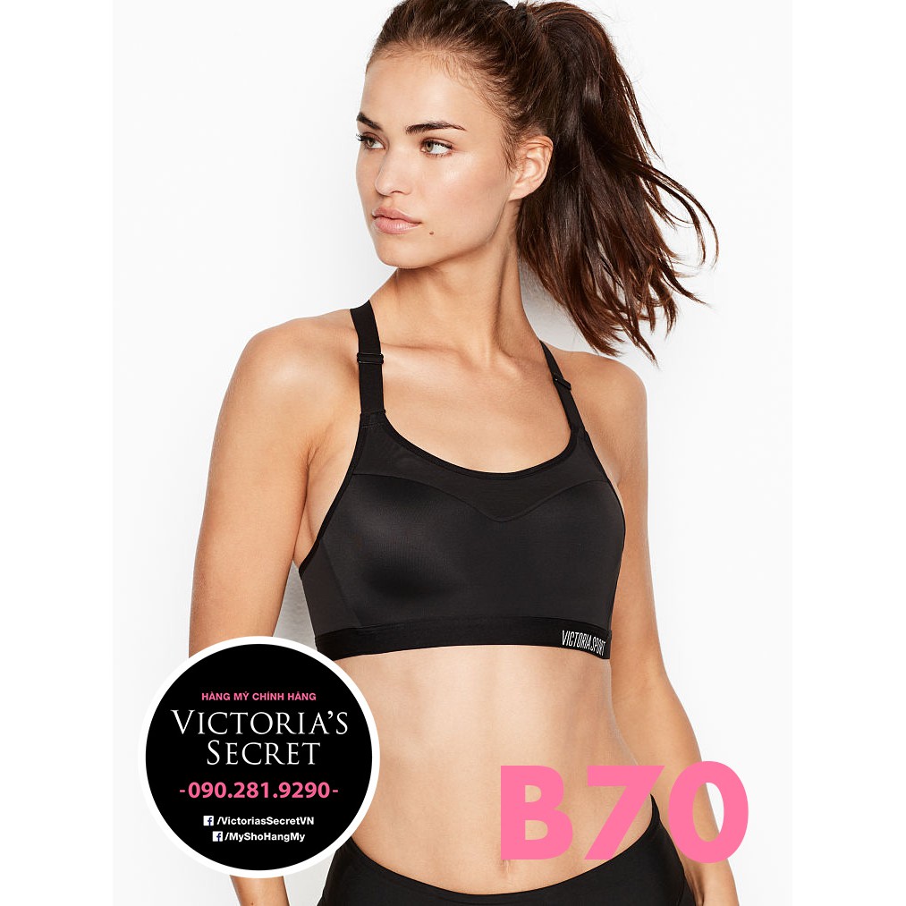 (Hàng Auth) B70 - Áo tập đen Lightweight (89) mút đệm dòng Max Sport, Lightweight Black - Victoria's Secret