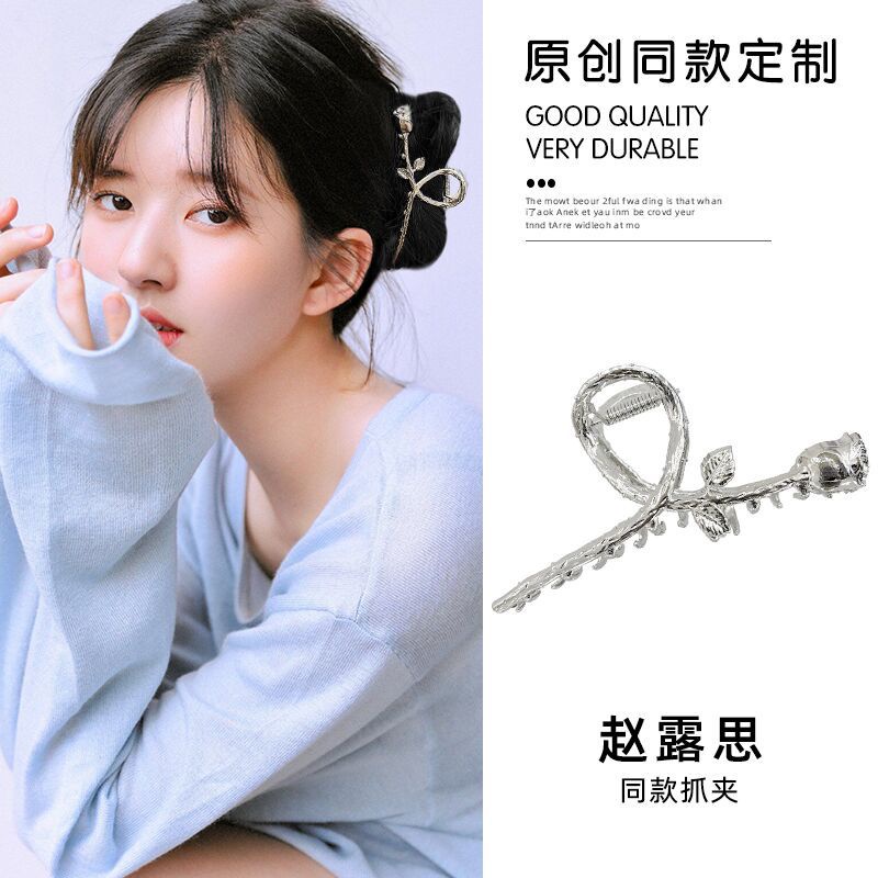 Kẹp Tóc Hợp Kim Bạc Cỡ Lớn Hình Cá Mập Dễ Thương Cho Nữ