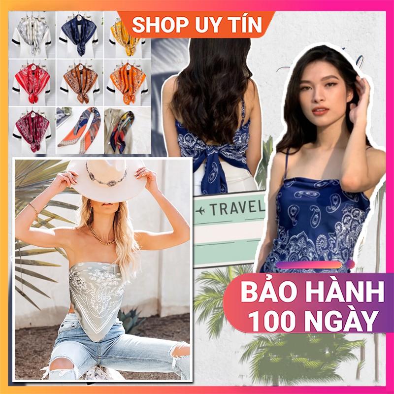 Khăn bandana quấn làm áo BLACKPINK khăn turban vụa vuông quàng cổ nữ đẹp cao cấp phong cách Hàn Quốc