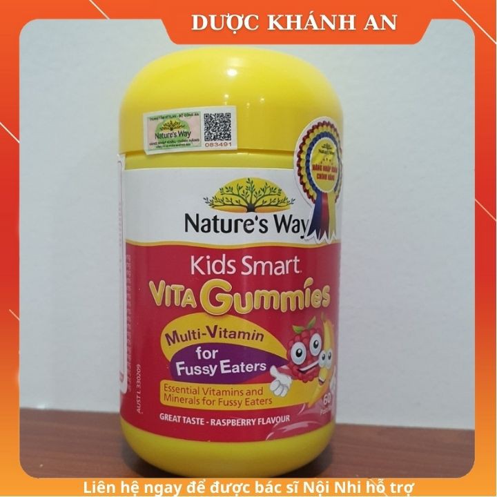 Kẹo Vitamin tổng hợp Nature’s Way 💚𝐂𝐡í𝐧𝐡 𝐇ã𝐧𝐠💚 Bổ sung vitamin khoáng chất - Kích thích trẻ ăn ngon, 60 viên (𝙩ặ𝙣𝙜 𝙦𝙪à)