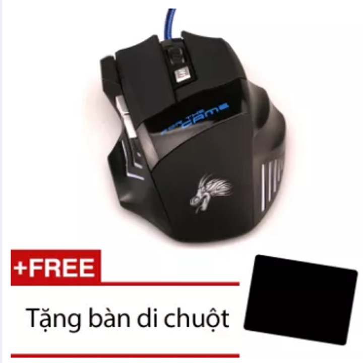 Chuột chơi game có dây Dragon X3 (Đen phối xanh) + Tặng miếng lót chuột