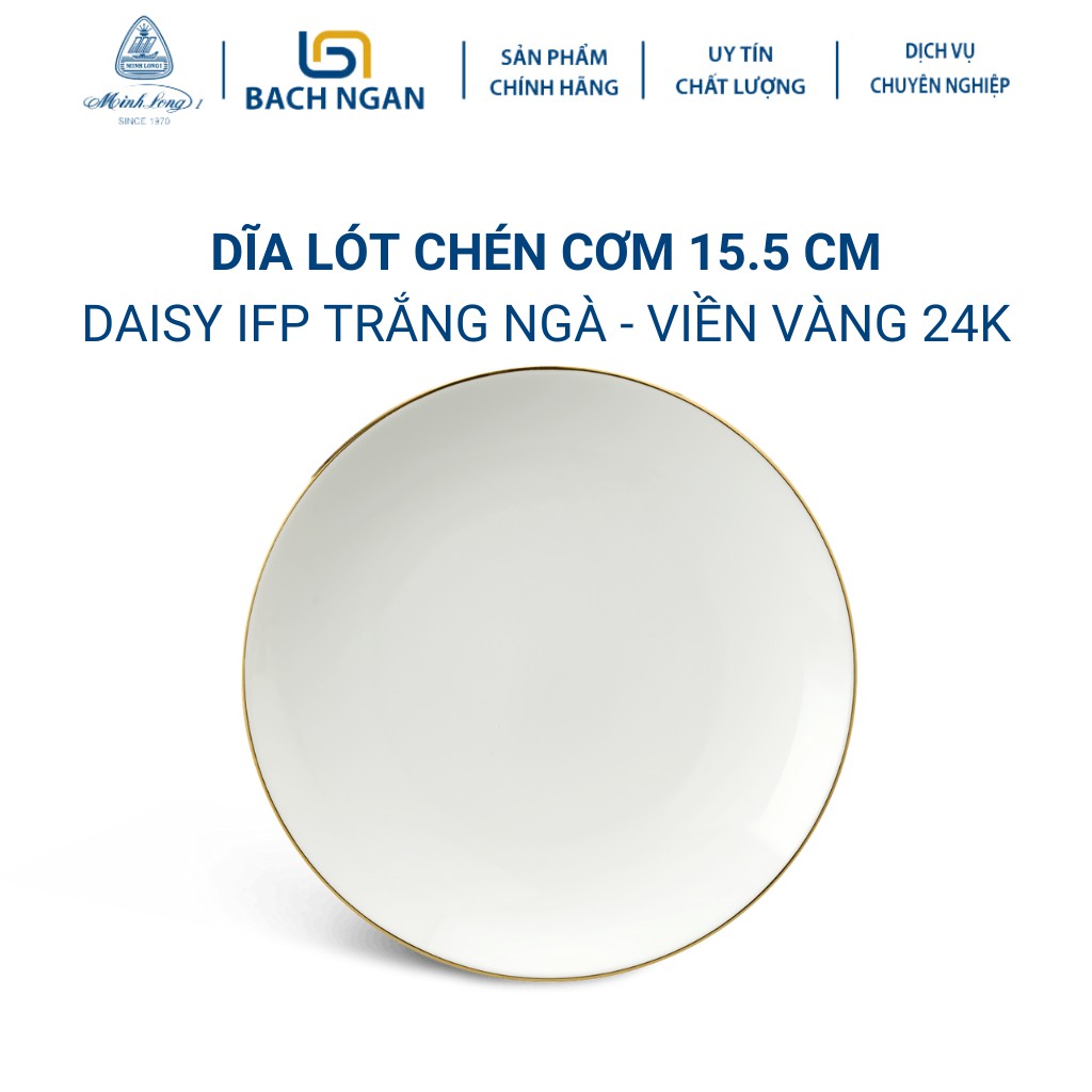 Dĩa lót chén Minh Long 15.5 cm Daisy IFP Chỉ Vàng