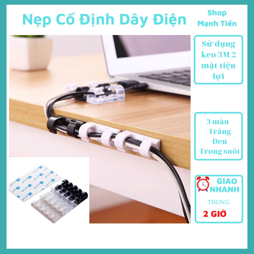 Nẹp cố định dây điện kẹp giữ cáp sạc nẹp dây điện chống rối dán tường , kẹp dây điện KEO 3M VỈ 20 CÁI DTM Store