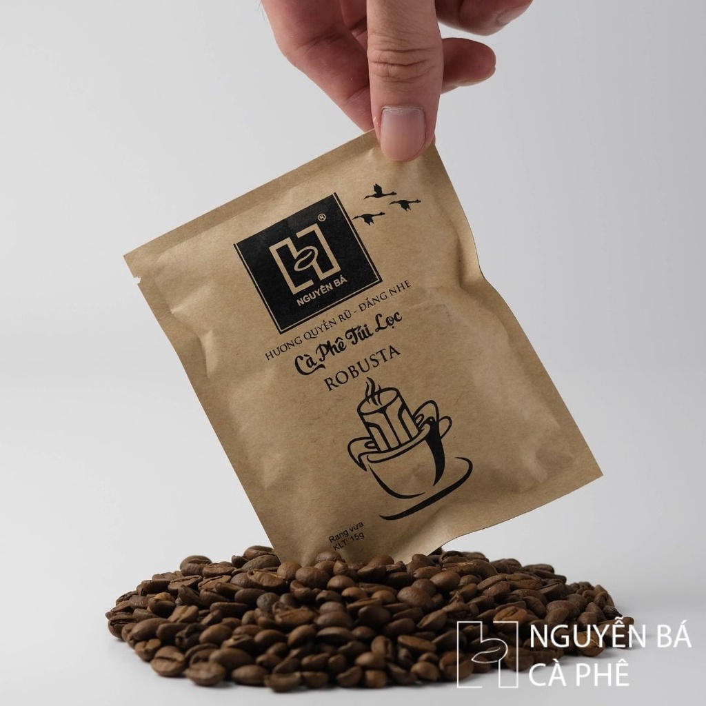 Cà phê phin giấy rang mộc nguyên chất 100% dạng túi 15 gram - Nguyễn Bá Coffee