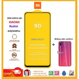 Kính cường lực 9D full màn Xiaomi redmi k20/K20 Pro + Tặng dán carbon