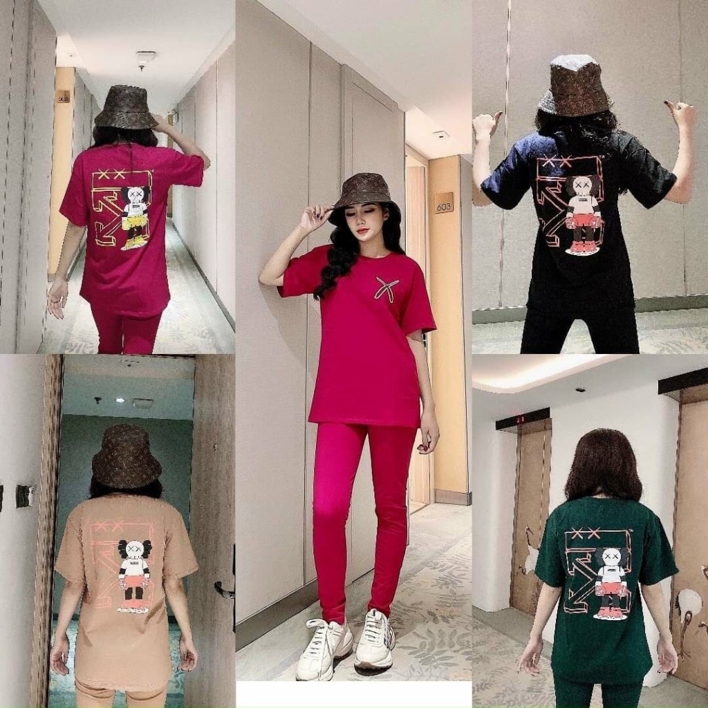 Đồ bộ nữ thể thao chất cotton 100% co dãn đanh mịn Hoạt Hình HL002 tay ngắn quần dài | BigBuy360 - bigbuy360.vn