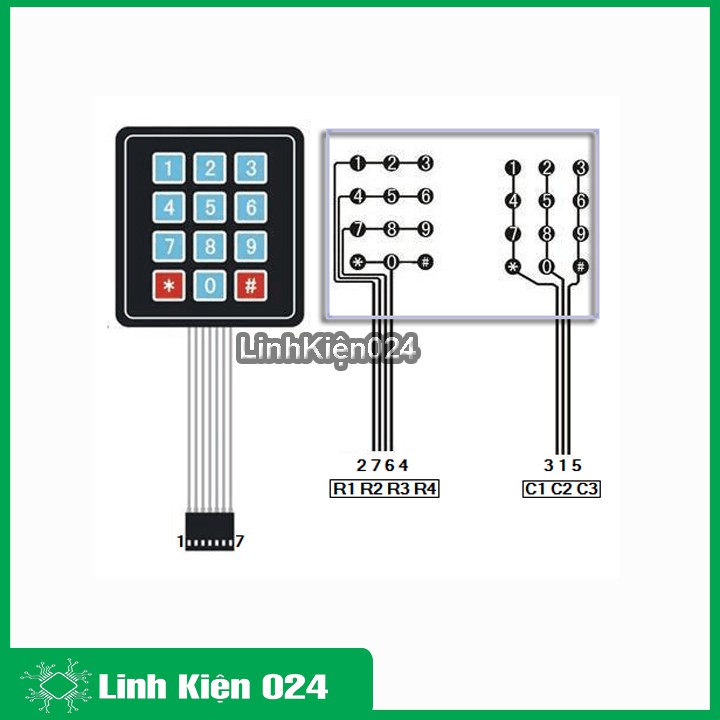 Module bàn phím ma trận 3x4 loại phím mềm keypad