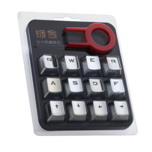 keycap xuyên led mạ vàng bạc 12 phím PBT tặng dụng cụ