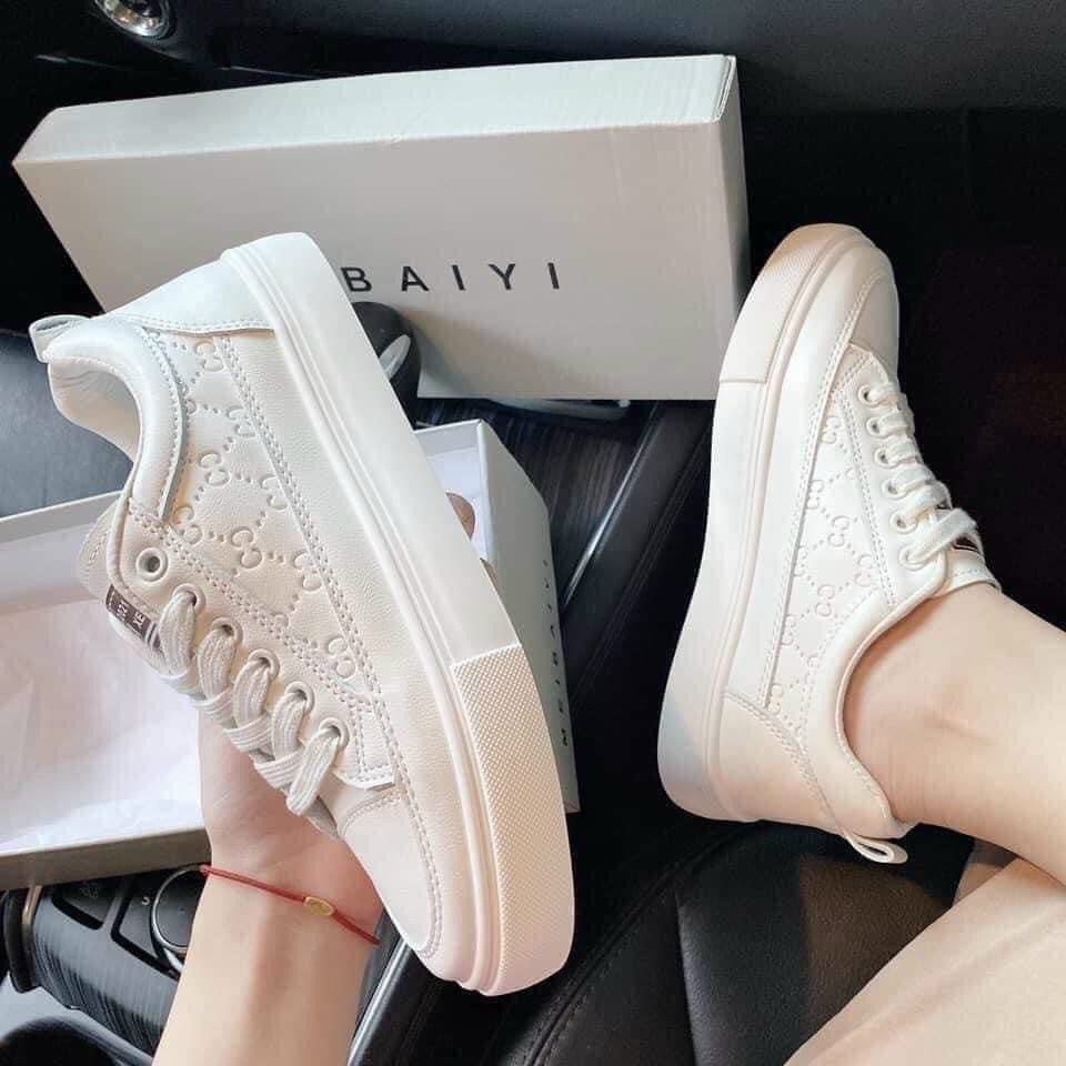 Giày sneaker thể thao GG Trắng trang trí họa tiết chìm