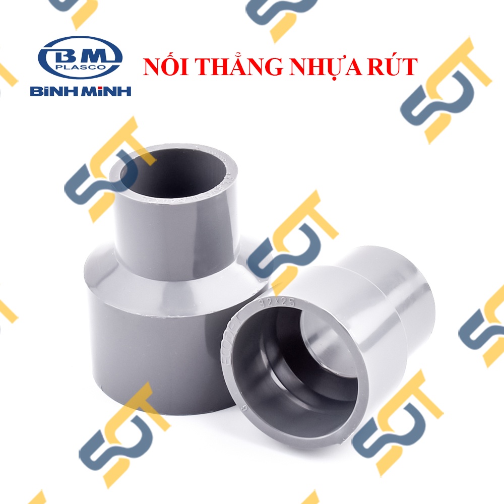 Thẳng Nối Thu Nhựa PVC Trơn Dán Nối Ống 21 27 34 - Thương Hiệu Ống Nhựa Bình Minh - Cút Giảm