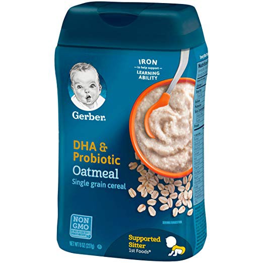 Bột Ăn Dặm Gerber DHA & Probiotic Oatmeal Baby Cereal, 8 oz