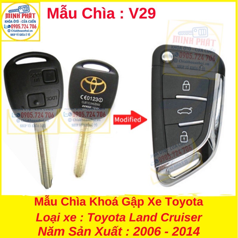 Chìa Khoá Gập xe Toyota Land Cruiser 2006 - 2014 mẫu v29