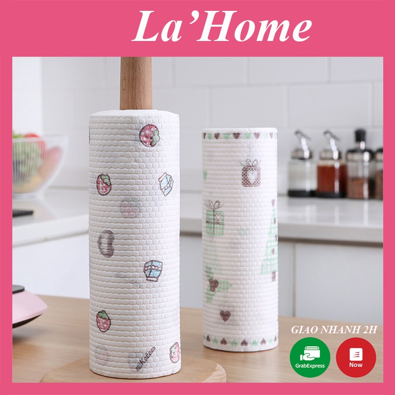 Giấy lau đa năng La'Home- giấy lau bếp - giấy lau tay cuộn trắng có thể giặt được