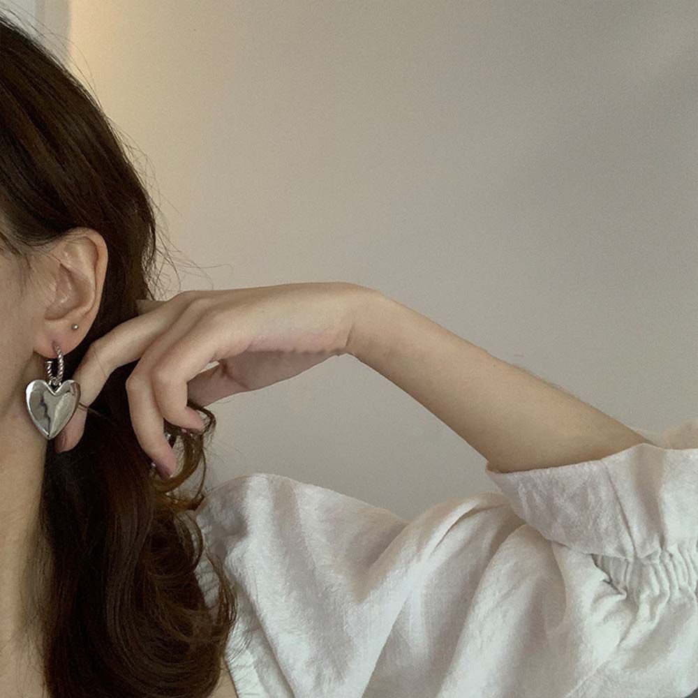 Bông Tai Kim Loại Hình Trái Tim Nhiều Màu Thời Trang Cho Nữ