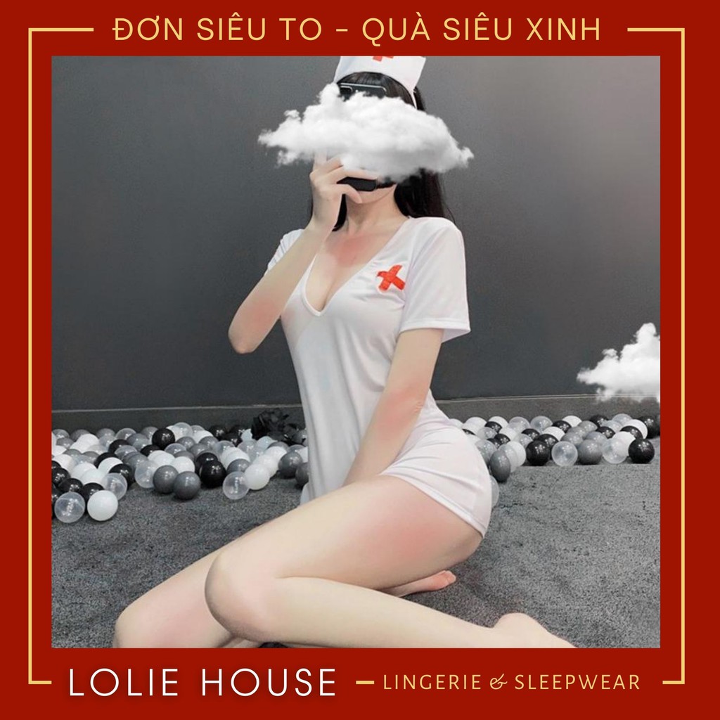 Cosplay y tá sexy gợi cảm quyến rũ màu trắng co giãn cho nữ LOLIE HOUSE - CP28