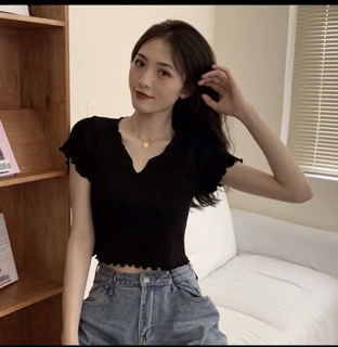 Áo cổ V CUỐN BIÊN 2 MẪU