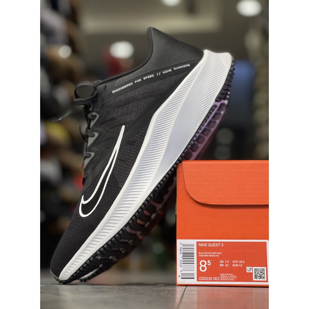 [CHÍNH HÃNG] GIÀY NIKE QUEST 3 - *BLACK/WHITE* - Code: CD0230-002