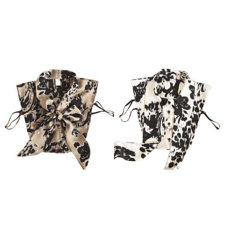 Áo Sơ Mi Cổ Cà Vạt Giả In Họa Tiết Da Báo Kiểu Vintage Thời Trang Công Sở Cho Bạn Gái