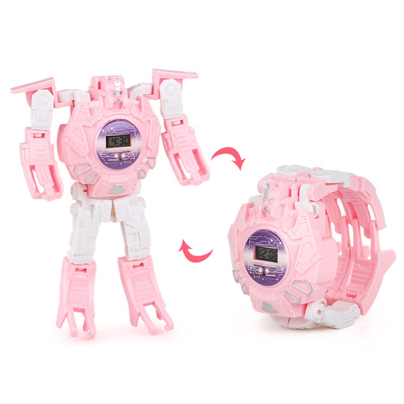 Đồng Hồ Điện Tử Biến Hình Robot Hoạt Hình Cho Bé