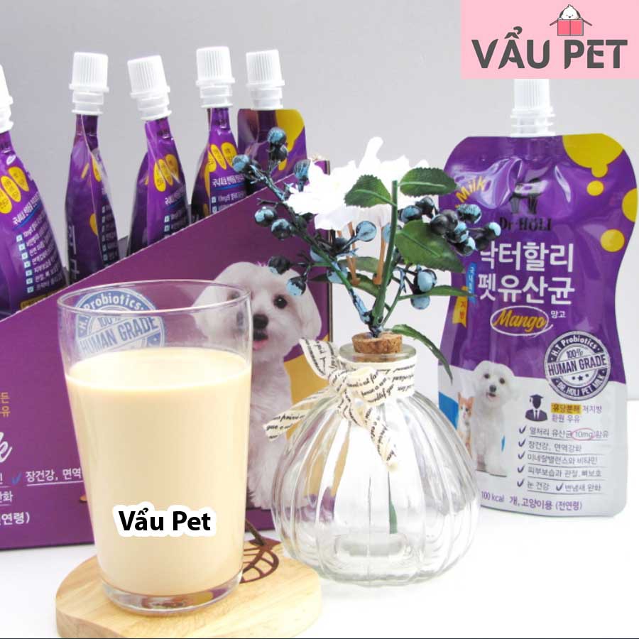 Sữa cho Chó Dr.HOLI Petmilk Probiotic 180ml - bổ sung men đường ruột, hỗ trợ tiêu hoá cho chó mèo