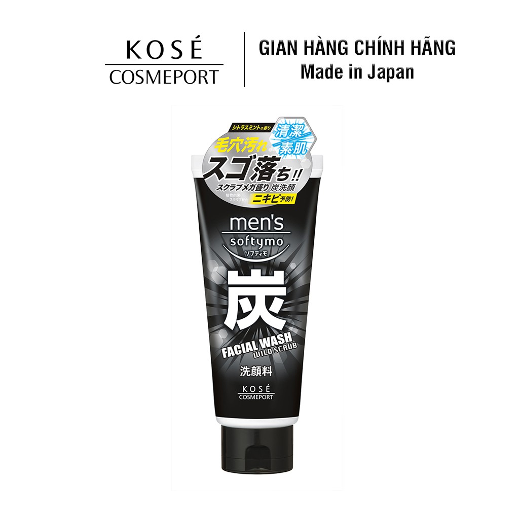 Sữa Rửa Mặt Dành Cho Nam Kosé Cosmeport Men's Softymo Facial Wash Wild Scrub 130ml