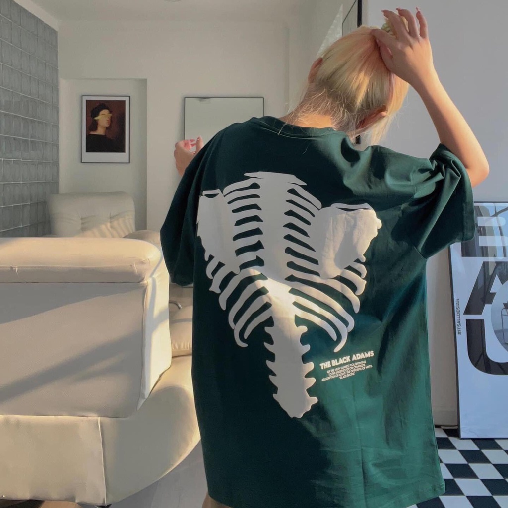 Áo Thun Tay Lỡ Xương Lưng ❤ Áo Phông Cotton Dáng Rộng Nam Nữ DH44