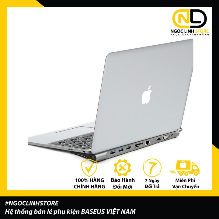 HUB chuyển đổi Baseus đa năng 10 in 1 - Kết hợp đế tản nhiệt máy tính xách tay MacBook