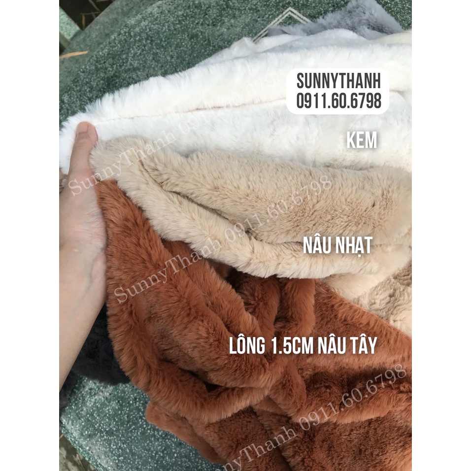 1m x 1m6 Vải lông thỏ, lông thú siêu mềm mịn không rụng lông may áo khoác mùa đông, trải bàn trang điểm, trang trí 1m