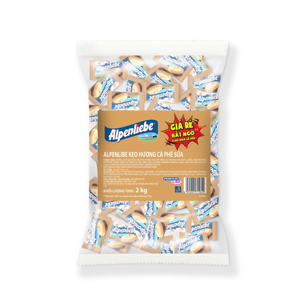 Kẹo Alpenliebe Hương Cà Phê Sữa (Gói 2kg - 667 Viên)