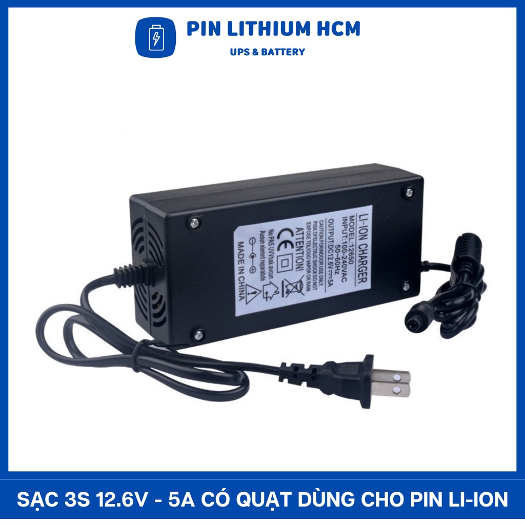 Sạc 3S 12.6V - 5A có quạt dùng cho Pin Li-ion , Có Đèn Báo Khi Đầy Pin