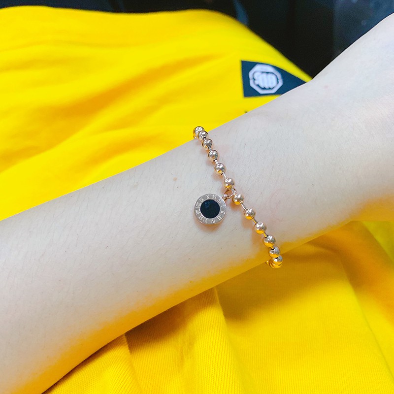 Vòng Tay Thép Titan Mạ Vàng Hồng 18K Phong Cách Âu Mỹ Thời Trang
