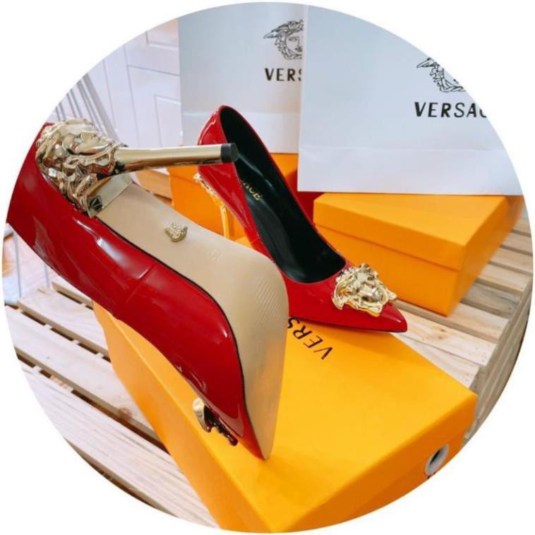 J(VIDEO) Giày Cao Gót 10p Logo Gót Mạ Đồng Sang Chảnh Da Bóng Mềm Êm Fullbox Cao Cấp