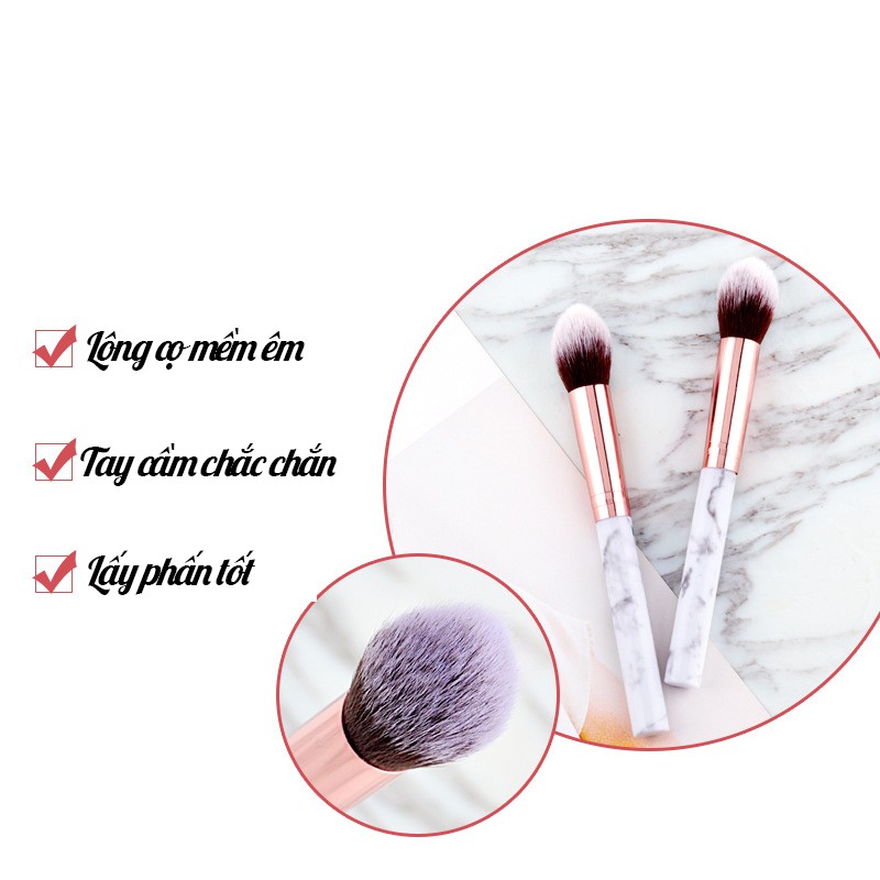 Cọ trang điểm tay cầm vân đá cho người mới bắt đầu makeup