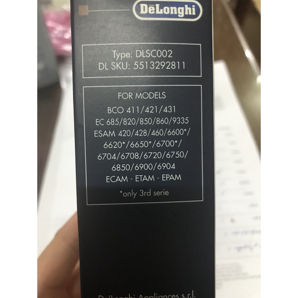 Lõi lọc nước Delonghi DLSC 002 dùng cho máy pha cafe tự động, DLS C002, Cam kết hàng chính hãng
