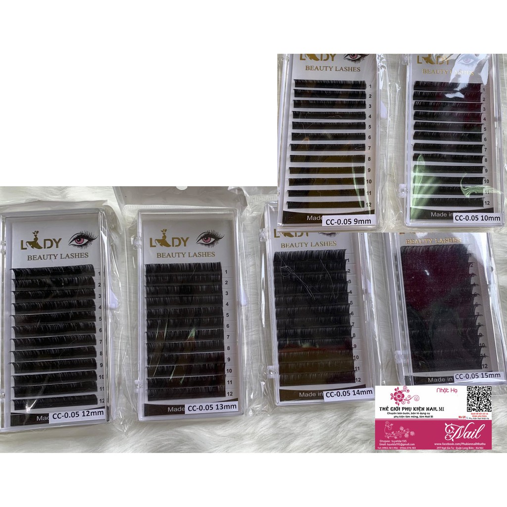 Mi Khay Lady Độ Cong C/CC độ dày 0.05 Volumn Classic Tạo Fan Nối Mi Đủ Các Độ Dài - Lẻ 1 Khay