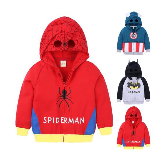 Áo khoác hoodie khóa kéo có mặt nạ mắt cho bé trai
