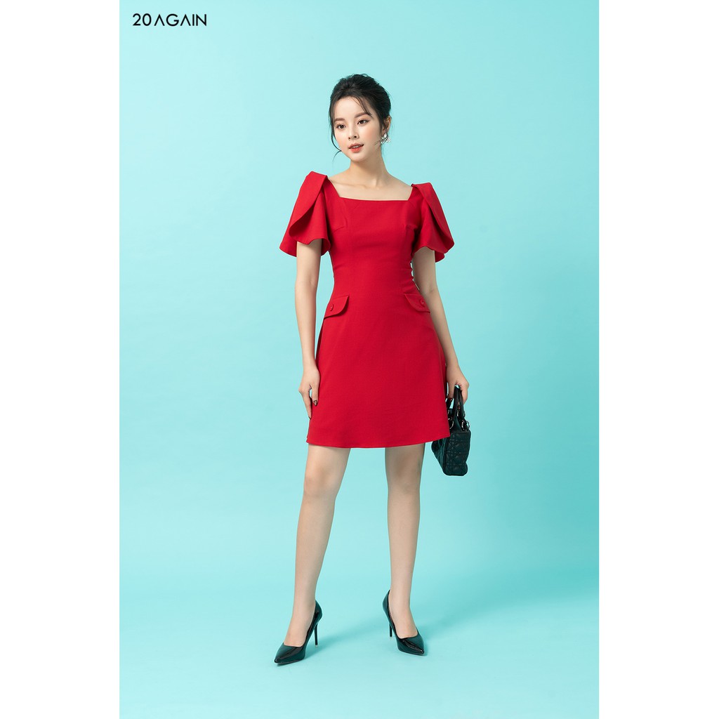 Đầm Xòe Xẻ Tay Cổ Vuông 20Again DEA1237 | BigBuy360 - bigbuy360.vn