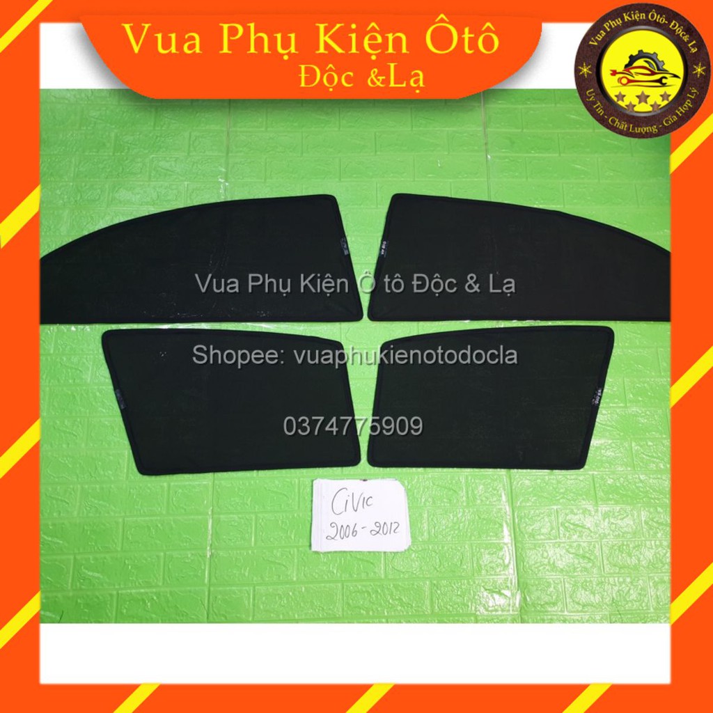 [Mã LIFEAU5SALE giảm 20k đơn 50k] Rèm Che Nắng Theo Xe Honda Civic 2006-2012, 2013- 2015- Bộ 4 Tấm Dính Nam Châm